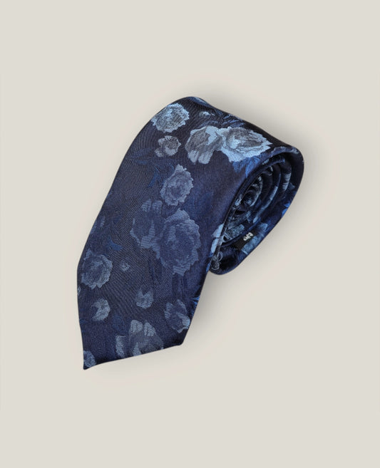 Tie & Hankie Set - Blue Floral KX1320BLK-20