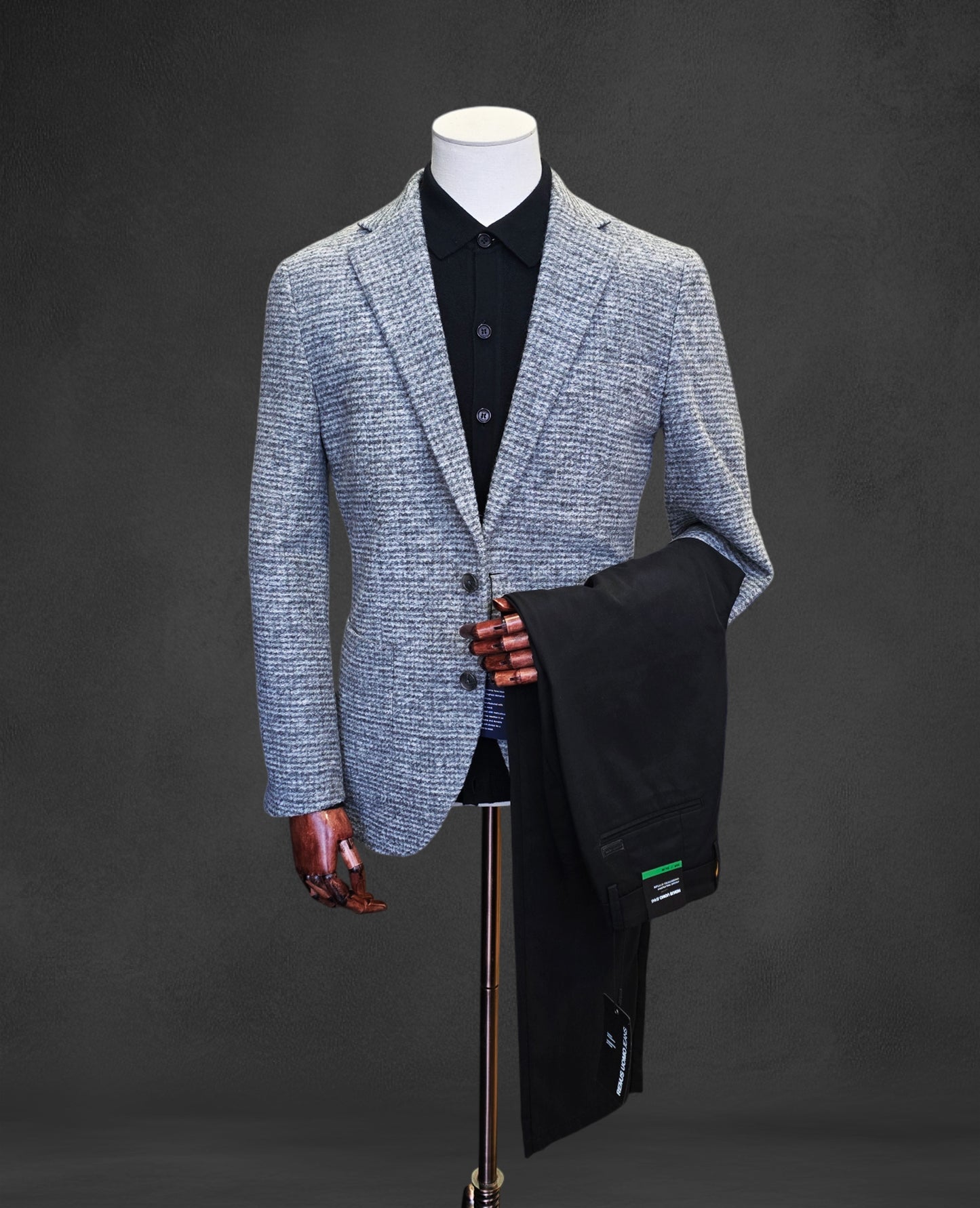 Knitted Wool-Blend Jacket - Grey Melange