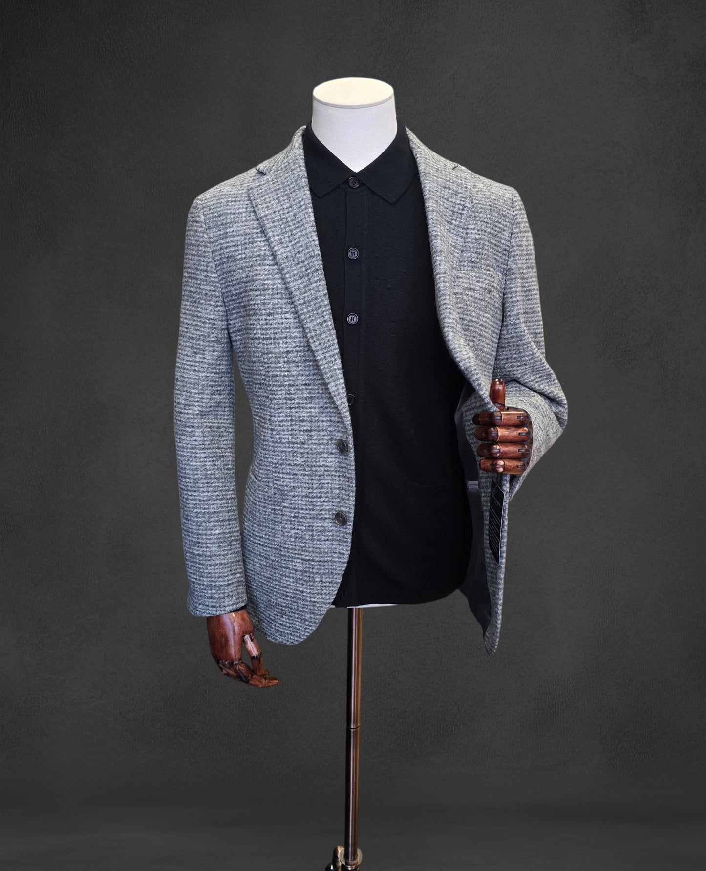 Knitted Wool-Blend Jacket - Grey Melange