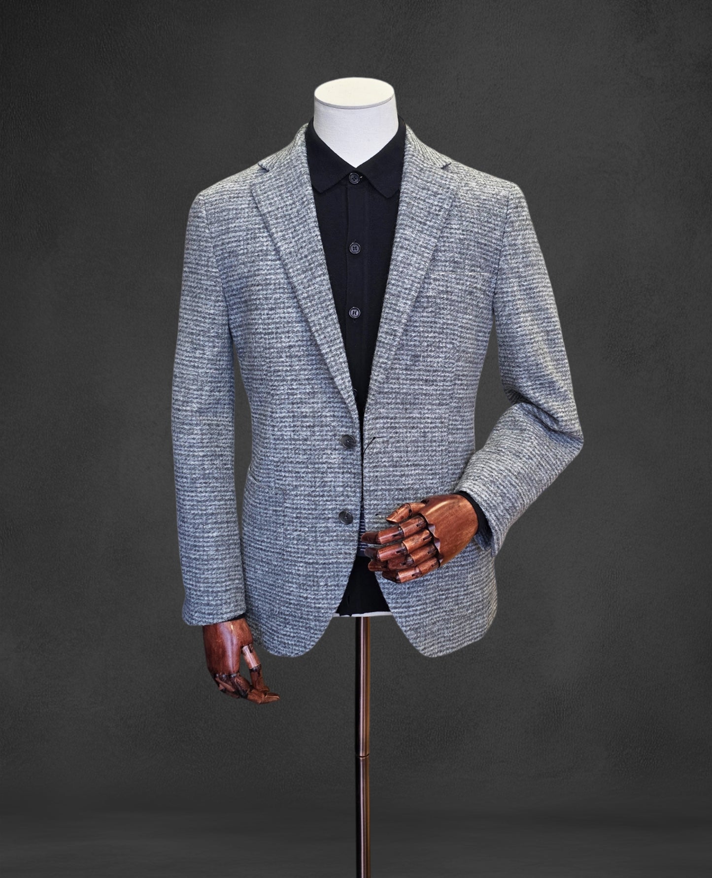 Knitted Wool-Blend Jacket - Grey Melange