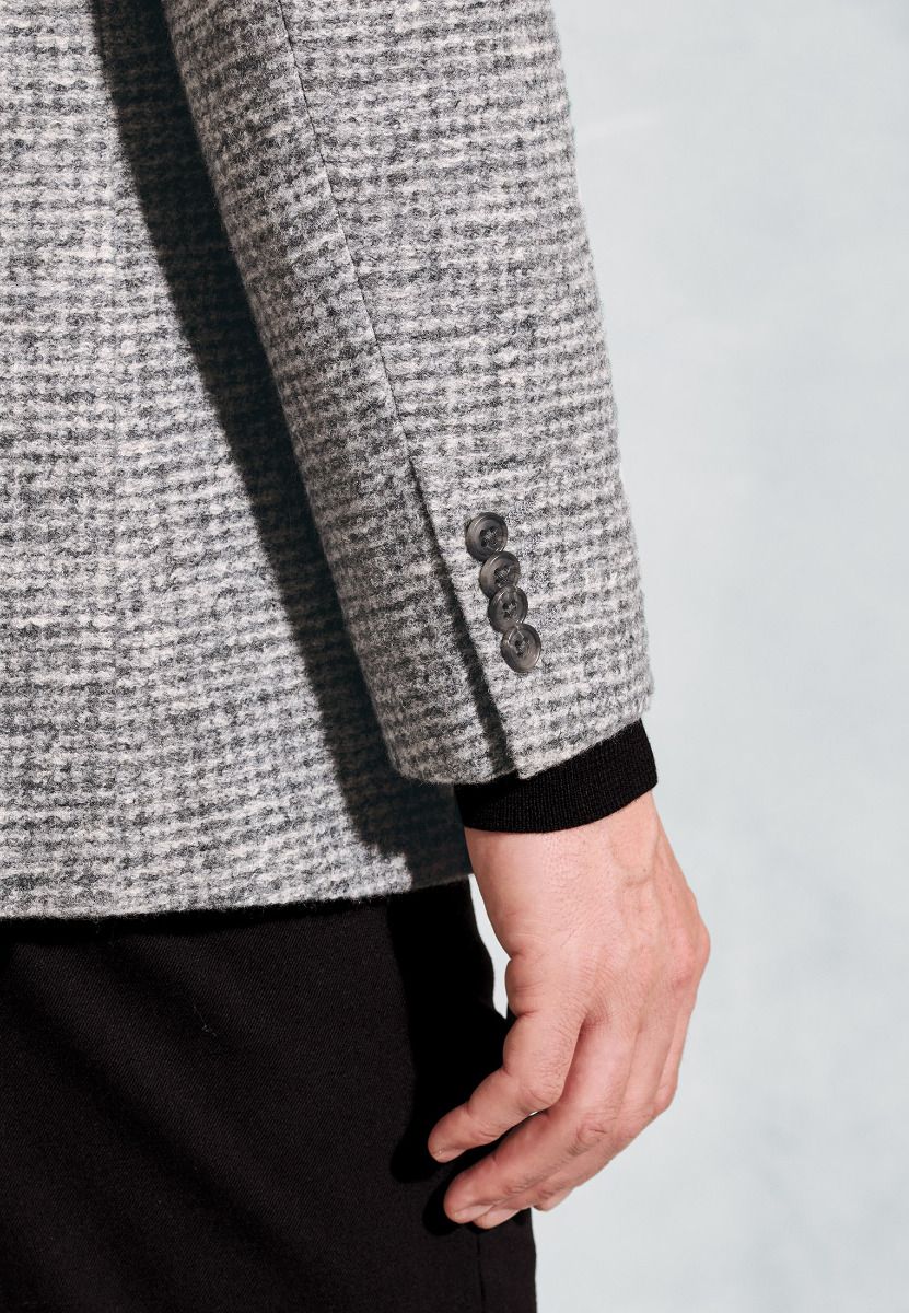 Knitted Wool-Blend Jacket - Grey Melange