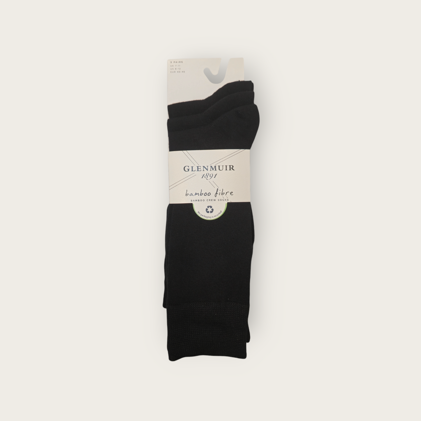 Glenmuir Soft Bamboo 3 Pack Socks - Black