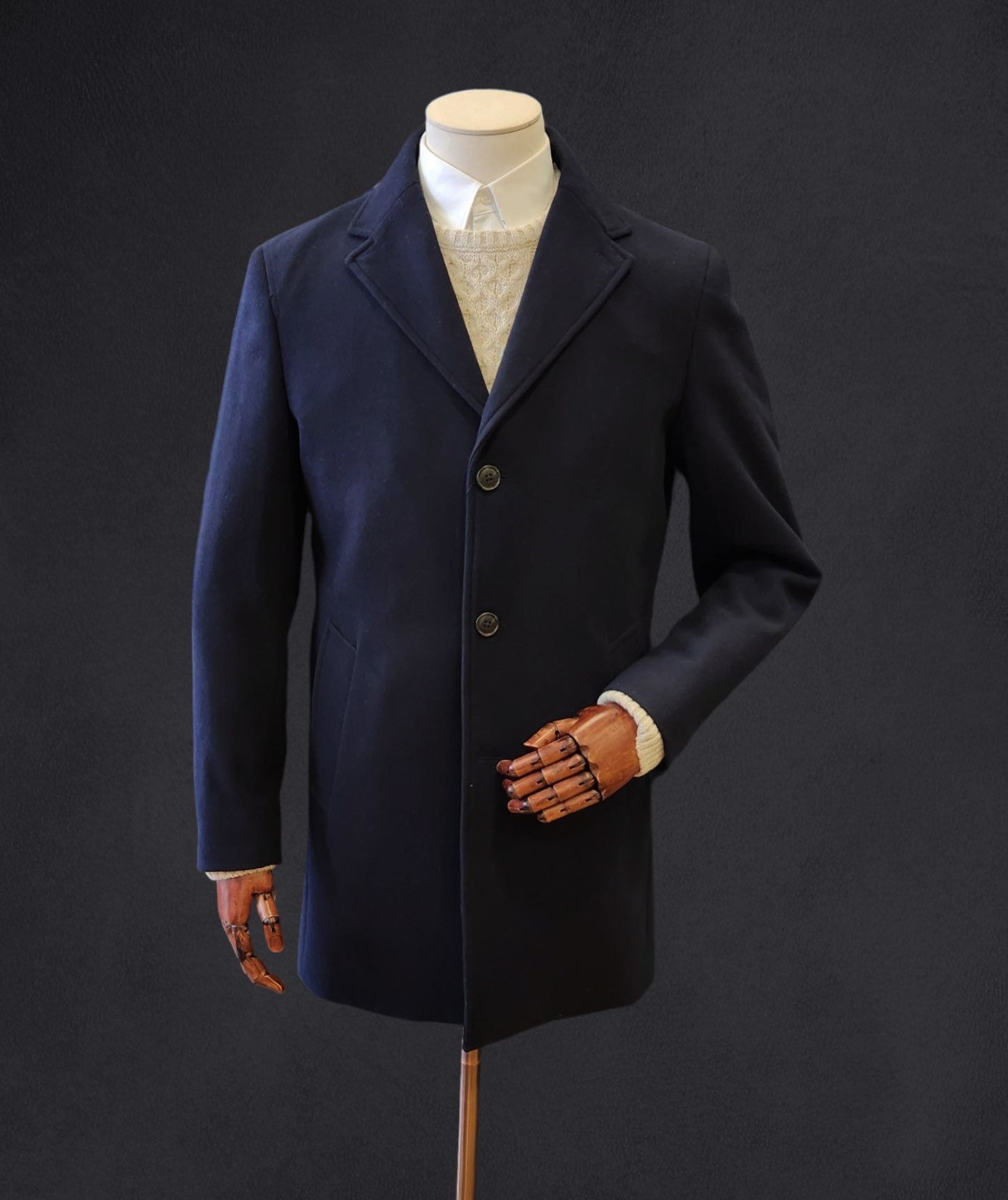 Wool-Mix Hutchinson Overcoat - Navy