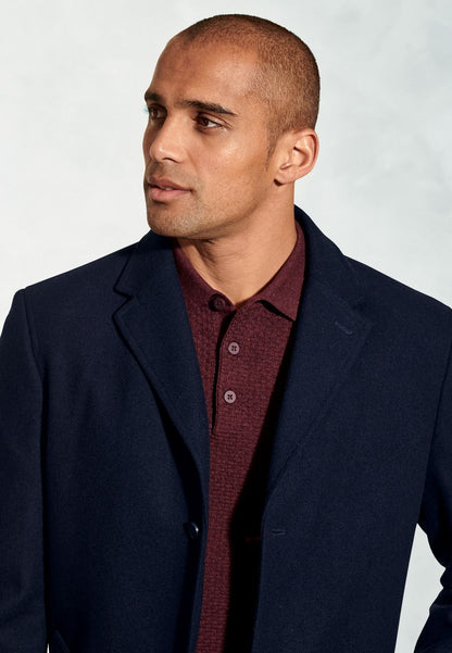 Wool-Mix Hutchinson Overcoat - Navy