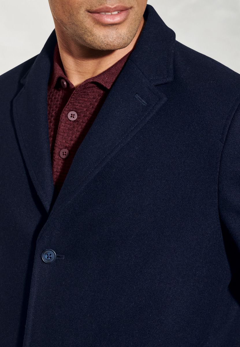 Wool-Mix Hutchinson Overcoat - Navy