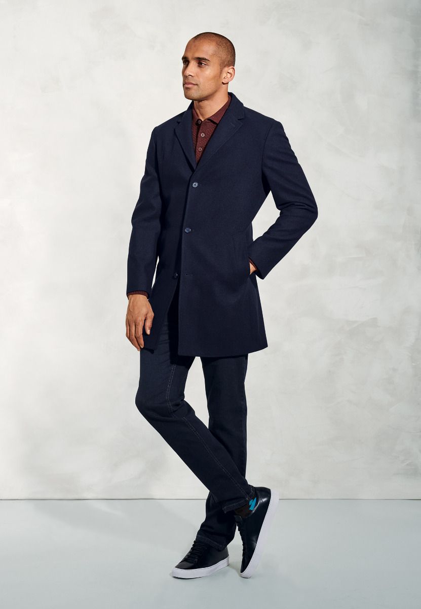 Wool-Mix Hutchinson Overcoat - Navy