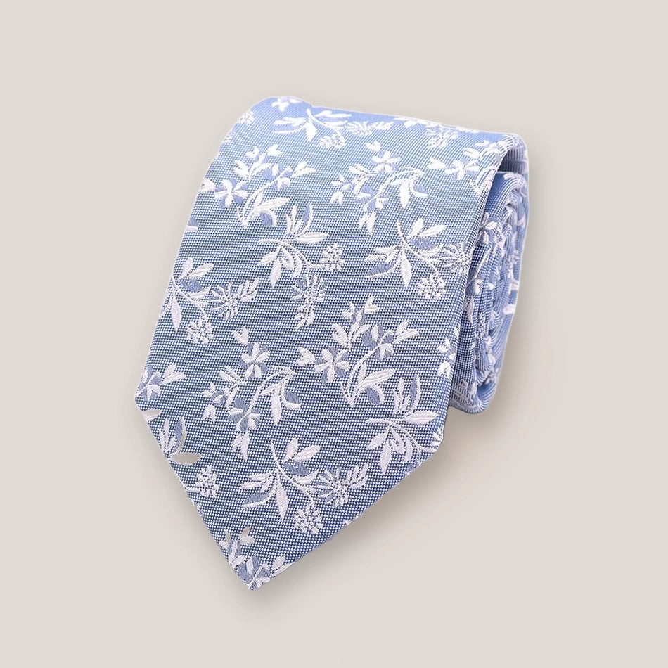 Classic Floral Silk Tie - Sky 7101/4