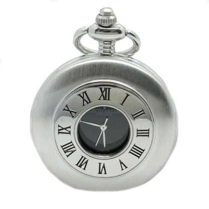 Silver & Black Quartz Half Hunter Pocket Watch