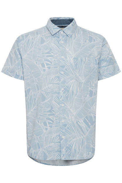 Palm Print Short Sleeve Shirt - Sky Blue