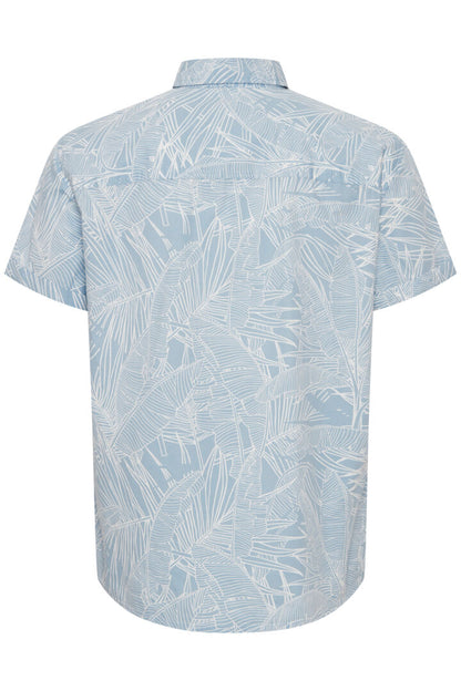 Palm Print Short Sleeve Shirt - Sky Blue