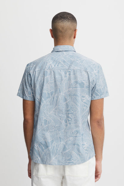 Palm Print Short Sleeve Shirt - Sky Blue