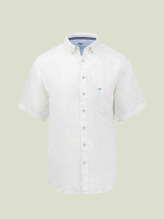 SHORT-SLEEVED SHIRT MADE FROM PREMIUM LINEN - White