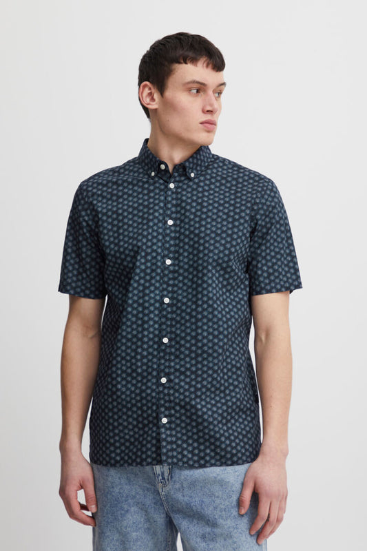 Dark Navy Pattern Short Sleeve Shirt