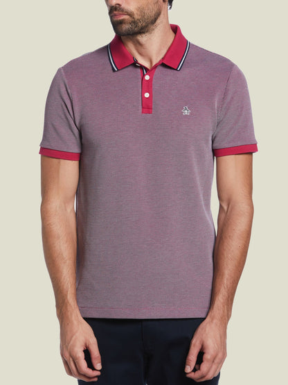 BIRDSEYE ORGANIC COTTON PIQUE POLO SHIRT IN SANGRIA