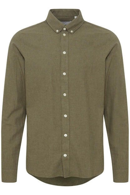 Pure-Cotton Long Sleeve Shirt - Green Melange