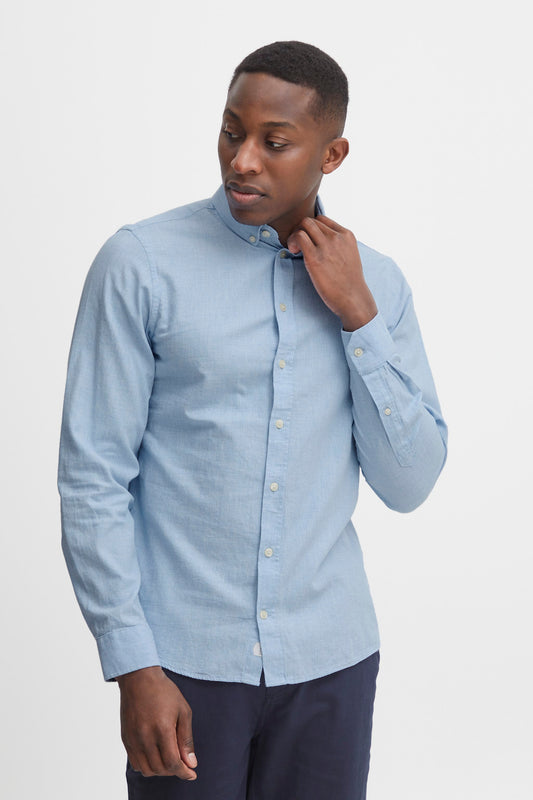 Pure-Cotton Long Sleeve Shirt - Sky Blue