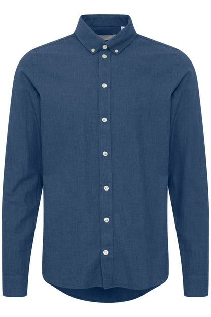 Pure-Cotton Long Sleeve Shirt - Navy Melange